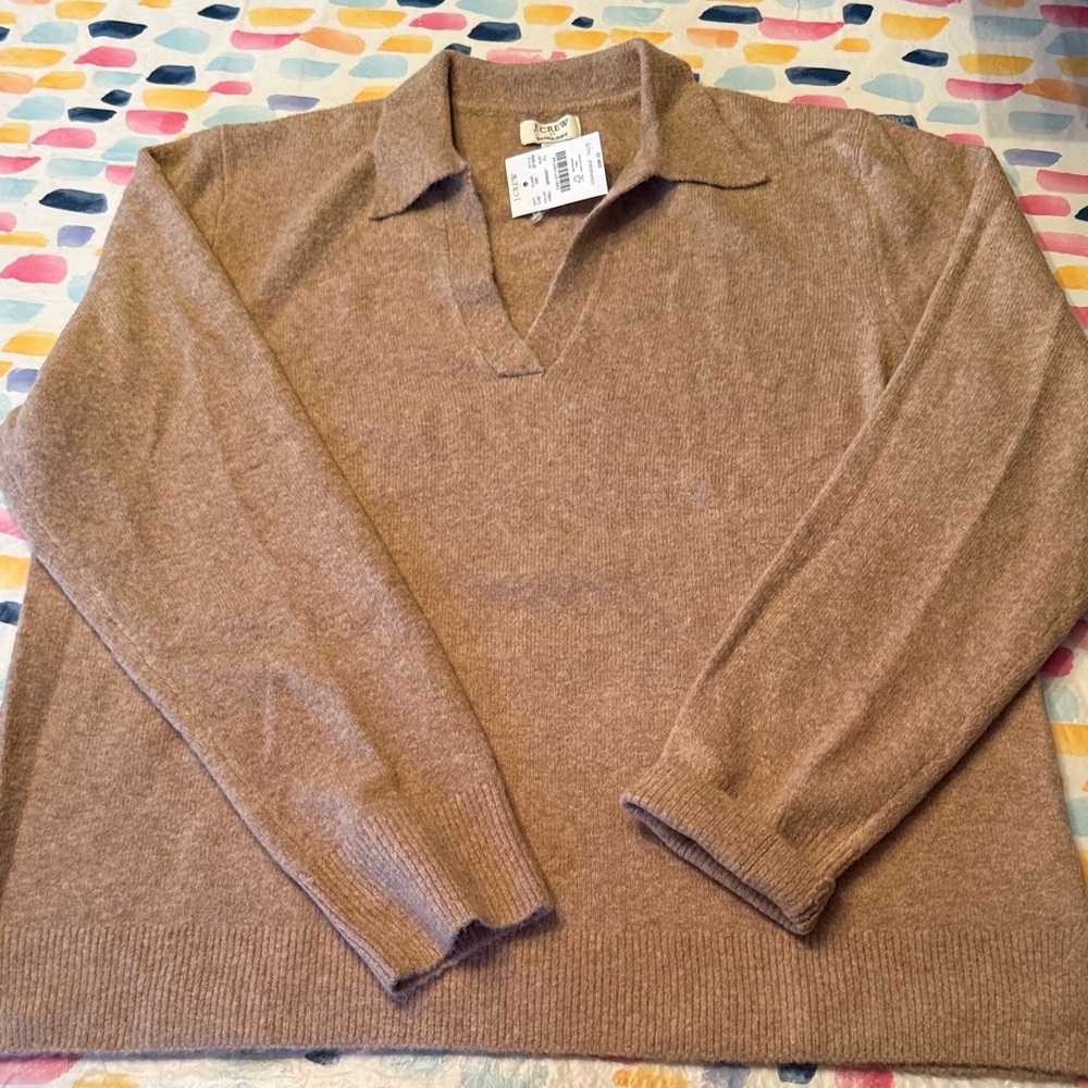J. Crew Women's Tan V-Neck super soft Sweater